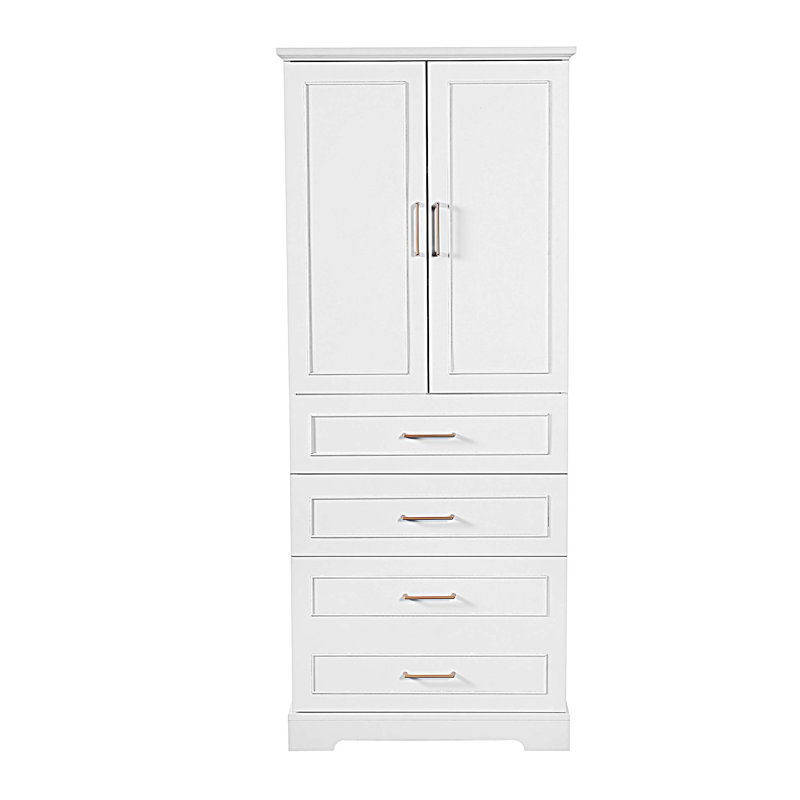 Armoire de rangement de 72,2 po de hauteur avec 3 tiroirs et tablette réglable, Blanc