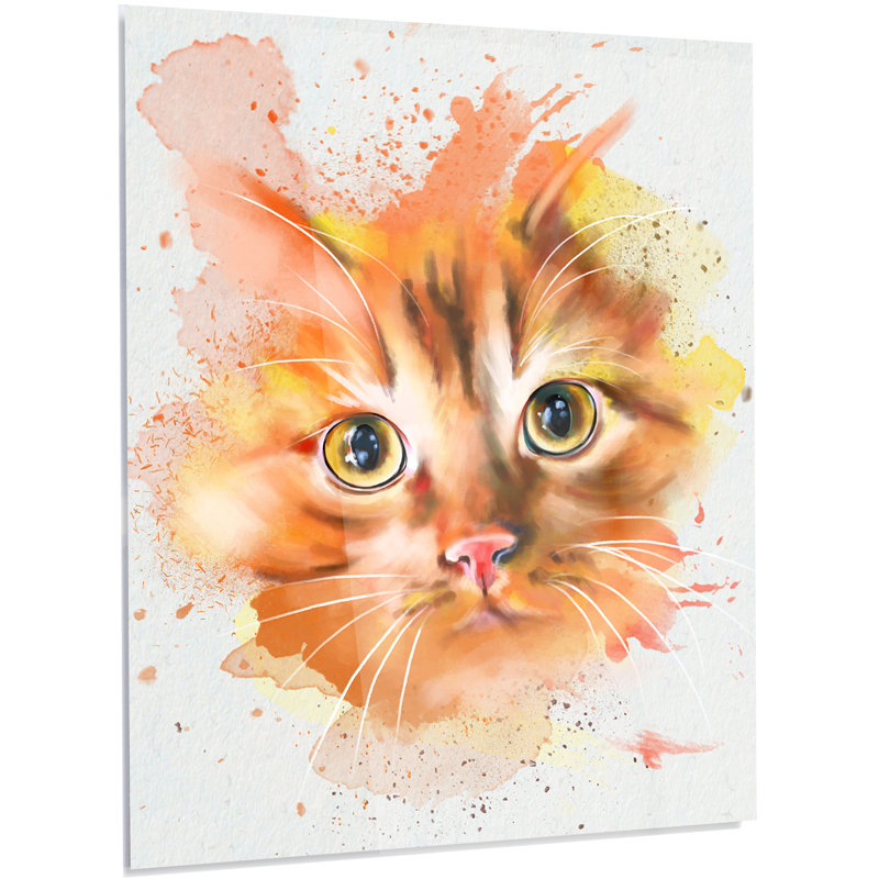 « jolie rouge aquarelle cat », reproduction d’art sur métal, H 28 po x l 12 po x P 1 po