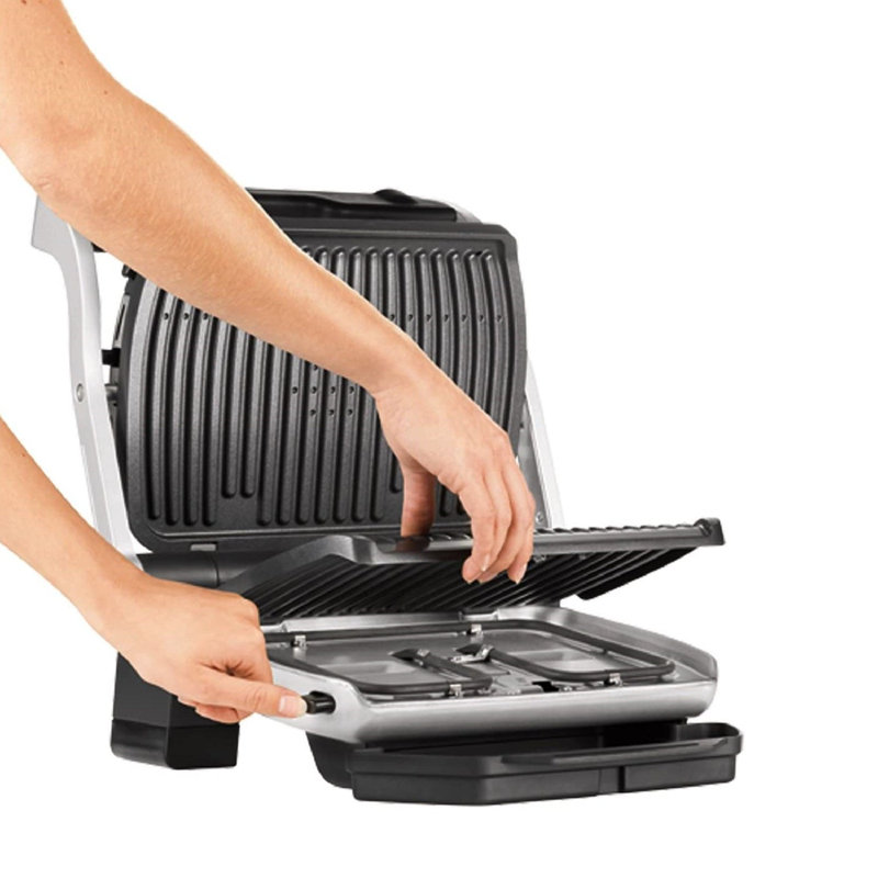 T-Fal Gc712D54 Stainless Steel Optigrill Plus Grill With Automatic Sensor Cooking Electric Grill- Blemished Packaging With 1 Year Manufacturer Warranty (Refurbished)