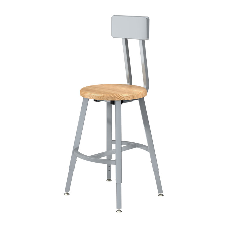 Tabouret industriel / de hauteur fixe avec dossier, H 26 po