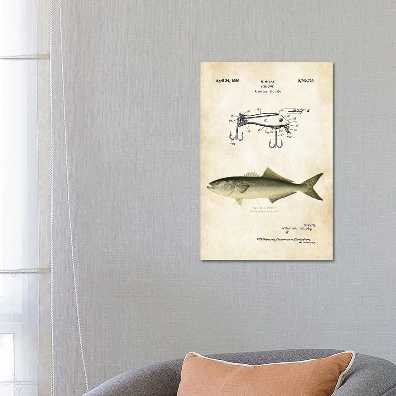 Bluefish Fishing Lure by Patent77 - Wrapped Canvas Print, 66.04 cm H x 45.72 cm W x 3.175 cm D