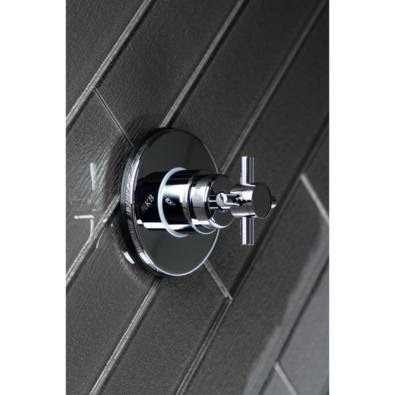 Kingston Brass Concord Single-Handle Wall Mount Three-Way Diverter Valve with Trim Kit, Polished Chrome