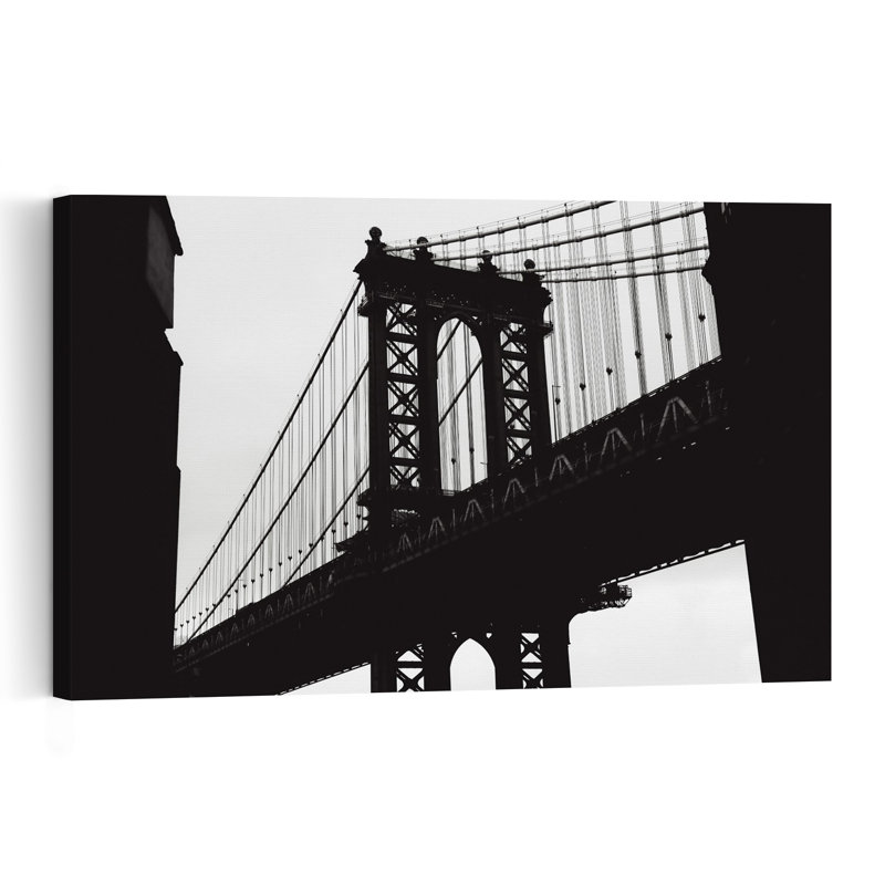 Affiche murale abstraite et spectaculaire représentant le pont de Manhattan, architecture contemporaine., H 16 po x l 24 po