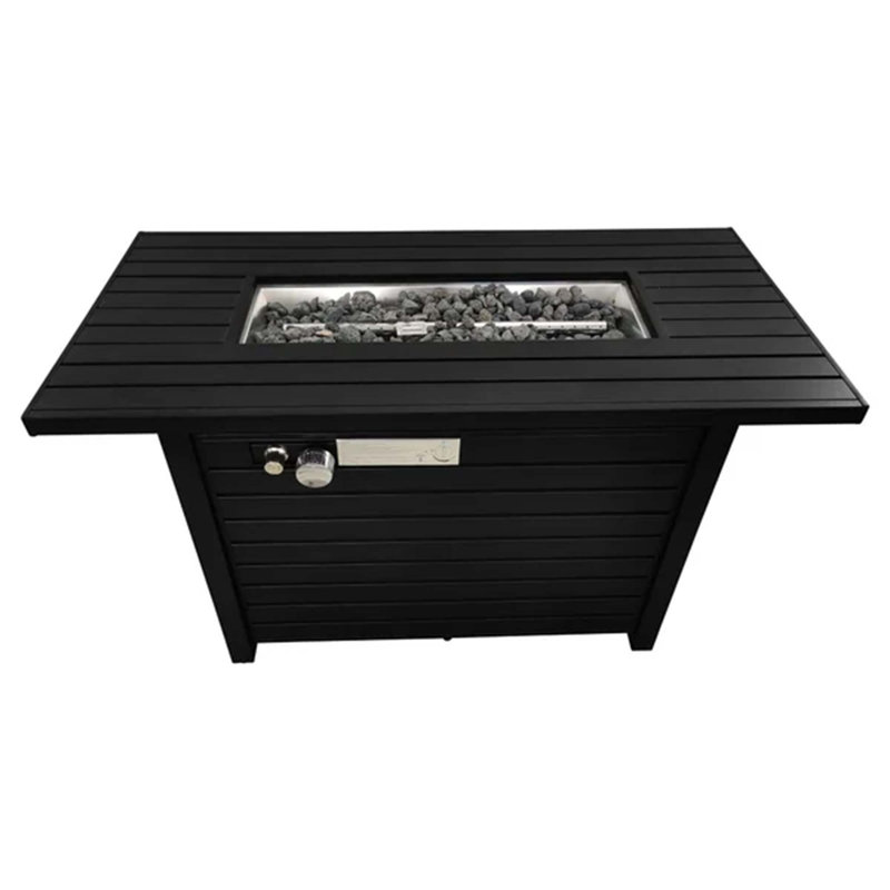 Steel Propane Outdoor Fire Pit Table With Lid, Black