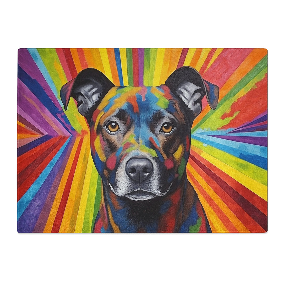 Staffordshire Bull Terrier Colour Field  Glass Chopping Board