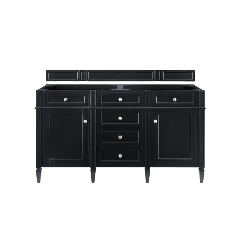 Brittany 60'' W Double Vanity, Eternal Jasmine Pearl, Black Onyx, 8" Widespread