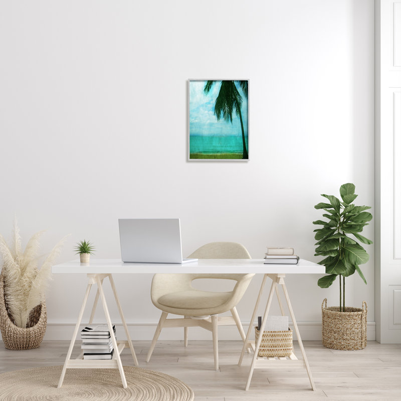Tropical Coast Palm Tree Silhouette, H 20 po x l 16 po x P 1,5 po, Estampe numérique Farmhouse