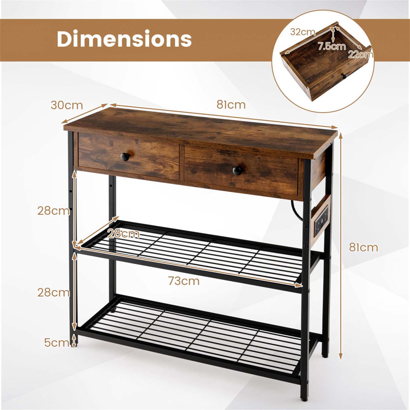 Annam 81cm Console Table, Brown/Black