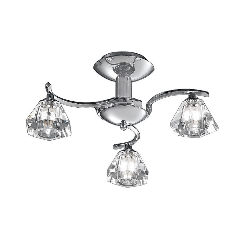 Tipton Glass Semi Flush Mount, Chrome