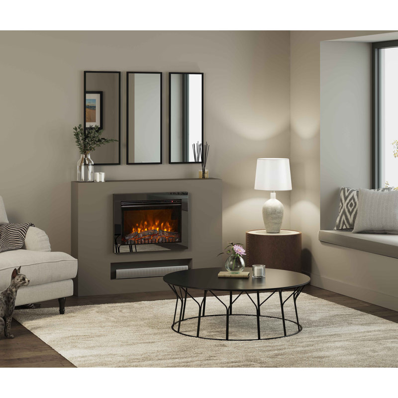 Adali Wall Inset Electric Fire, Polished Nickel