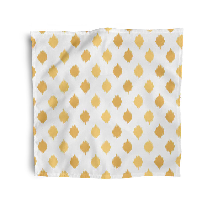 Lasasha Polyester Ikat Square Napkin, Yellow