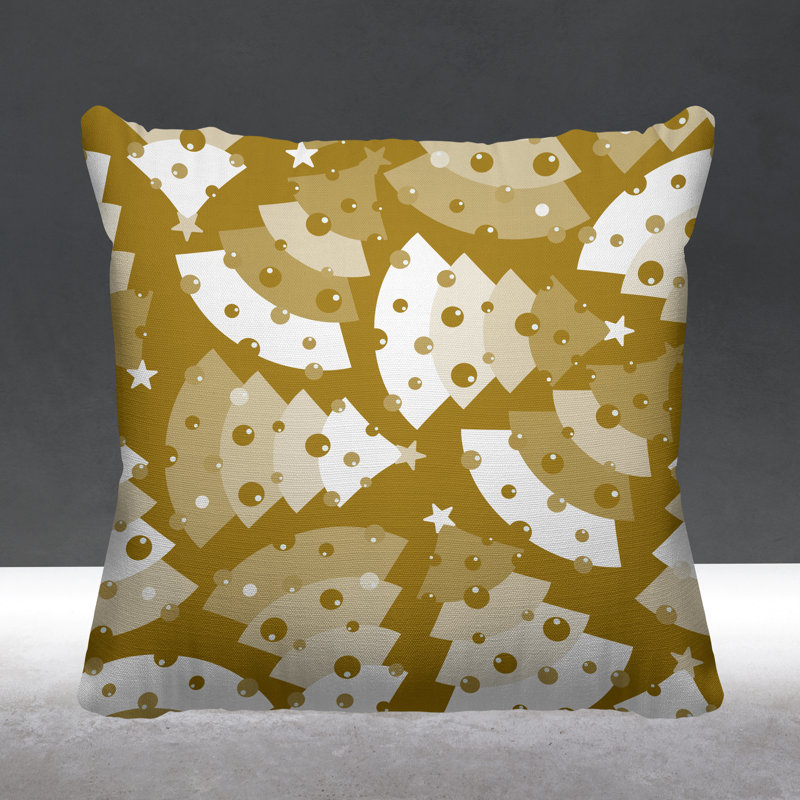 Coussin décoratif intérieur / extérieur Christmas Tree, 19 po x 19 po, Or, Carré