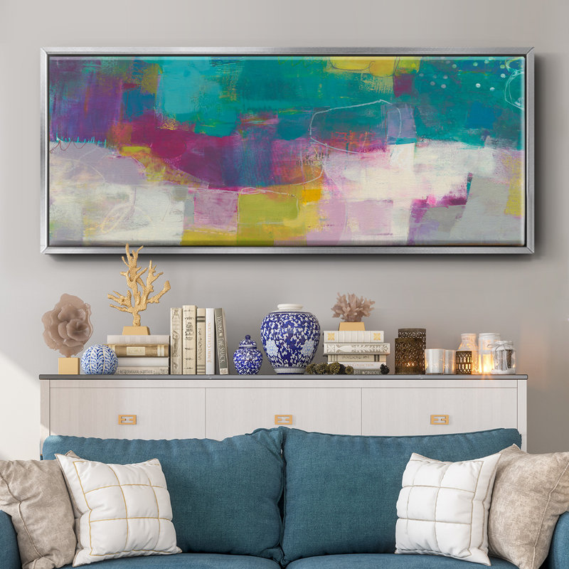 Loop I- Framed Canvas, 12" H x 30" W