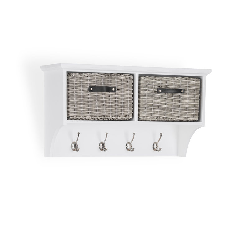 Anita Solid Wood Cube Shelf, White/Grey