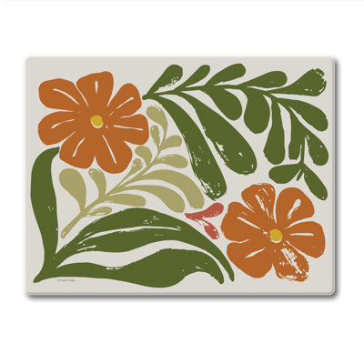 Planche à découper en verre trempé rétro floral 3 mm CounterArt 10 po x 8 po
