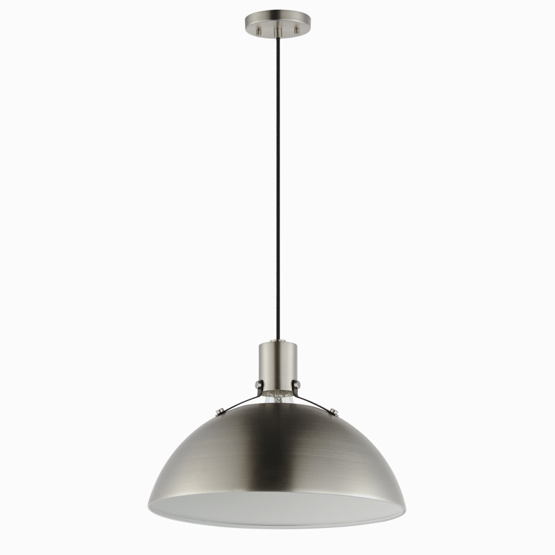 Luminaire suspendu unique à 1 lumière Dawn, Blanc / laiton satiné, H 10,5 po x l 15,25 po x P 15,25 po