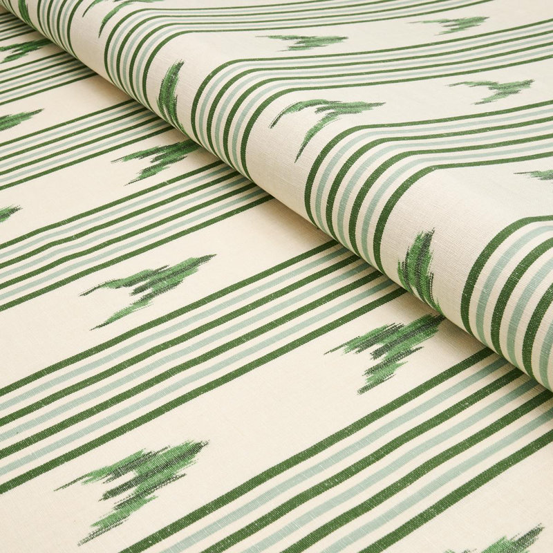 Schumacher x Mark D. Sikes Santa Barbara Ikat Fabric, Leaf Green