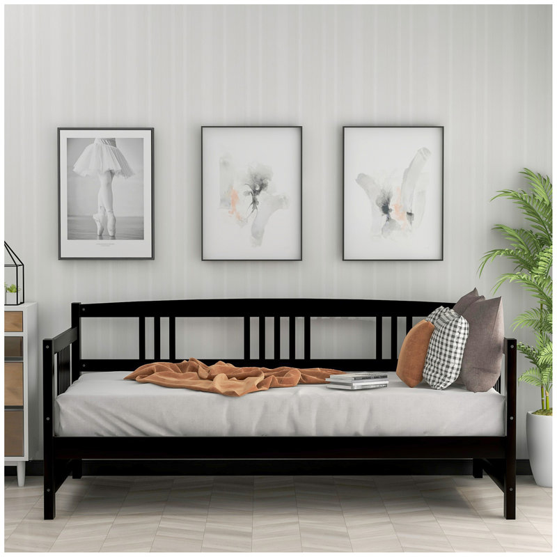 Lit de jour moderne en bois massif, multifonctionnel, Espresso