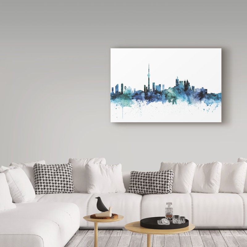 « toronto canada blue blue horizon », reproduction d’impression sur toile tendue, H 30 po x l 47 po x P 2 po