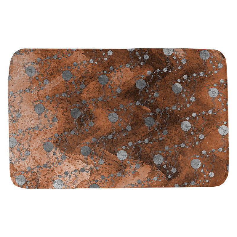 Tapis de salle de bain planet stars, l 21 po x L 34 po, Orange et gris