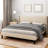 Platform Bed Frame With Upholstered Wingback Headboard, No Box Spring Needed-723876651-723876650