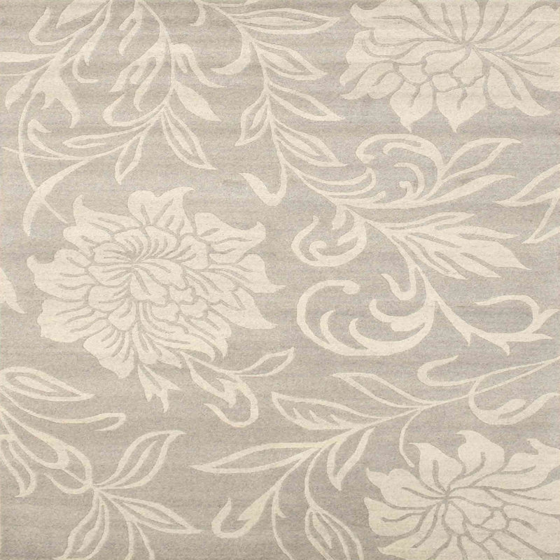 Tapis contemporain gris, Carré 8 pi x 8 pi