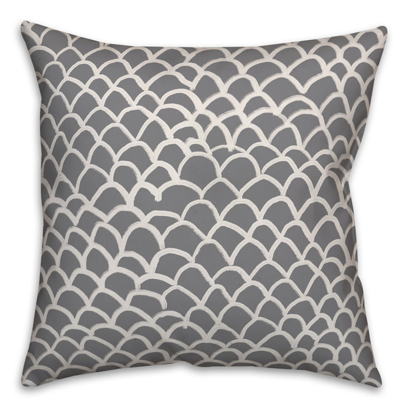  Coussin Drawn Scales, Gris, 20 po x 20 po