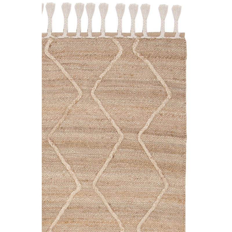 Tapis géométrique en jute tissé à la main Debroh, Carré 4 pi