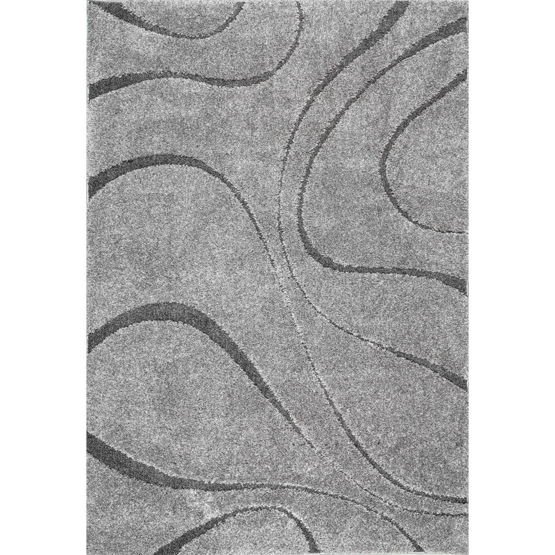 Almarosa Modern Shag Performance Dark Gray Rug, Rectangle 4' x 6'