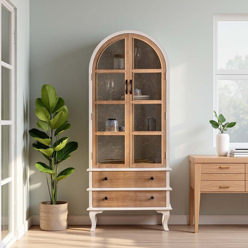 Freestanding Arch-Shaped Office Storage Display Cabinet, White
