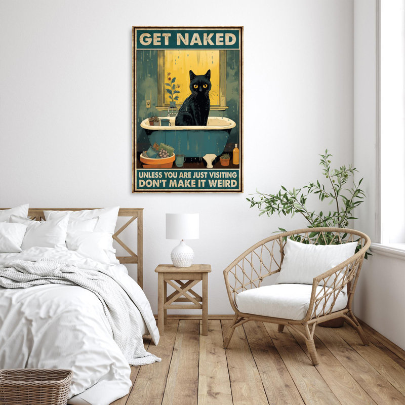 Chat noir dans la baignoire se faire nu 1, H 36 po x l 24 po x P 1,25 po