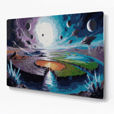 SciFi Terraforming process illustration Purple Metal Wall Art