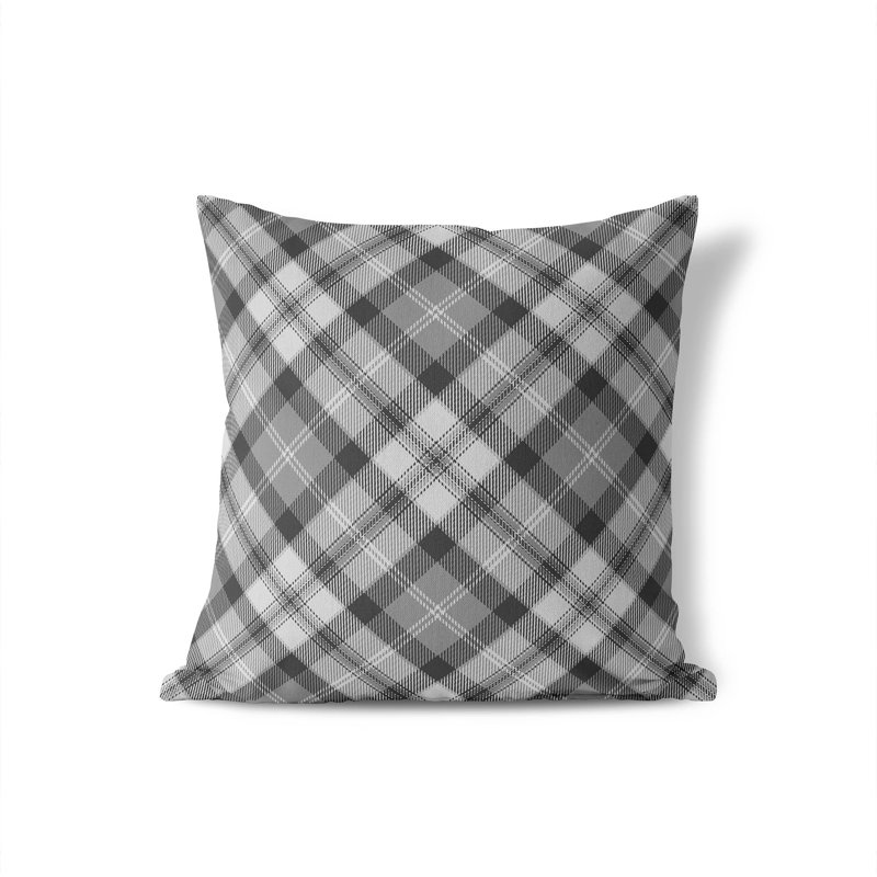 Anthony Plaid Taupe Throw Pillow, Grey/Charcoal, 20"H x 20"W