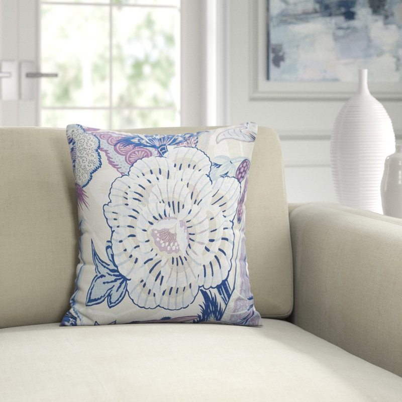 Zanzibar Linen Print Pillow, Cerulean