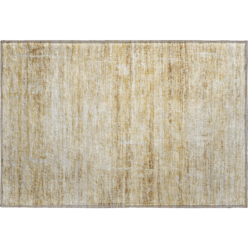 Premium Machine Washable Gerardo Gold Rug, Rectangle 1'8" x 2'6"