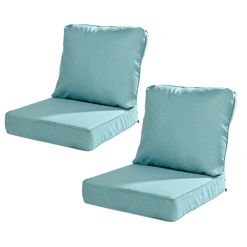  Ensemble de 2 coussins de siège / dossier d'extérieur, L 22 po x P 24 po, Caribbean Turquoise