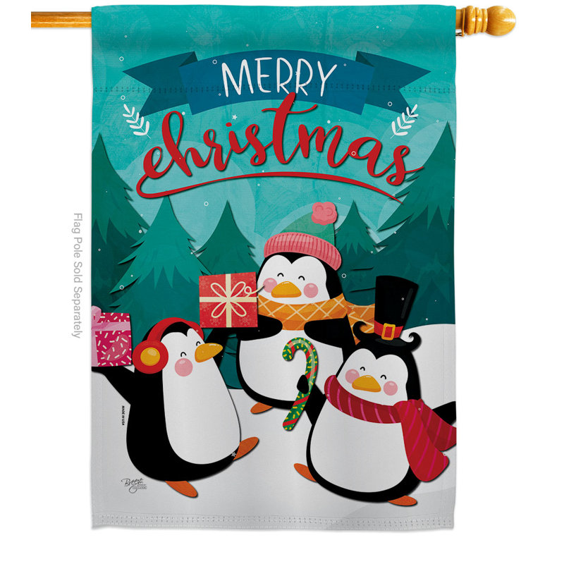 Double Sided 40'' H x 28'' W Polyester Christmas House Flag