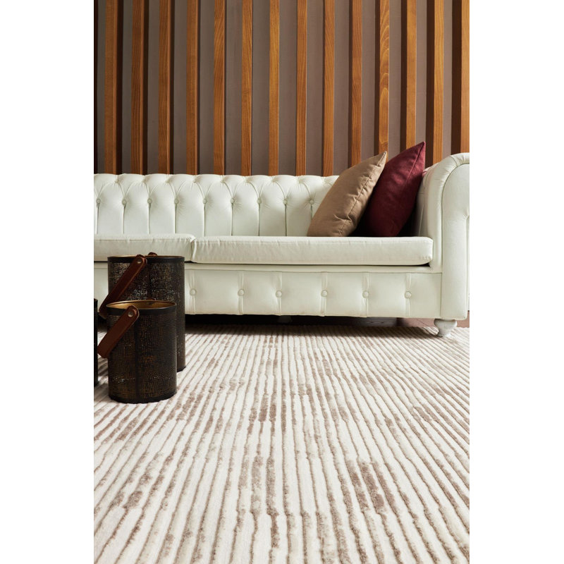 Tapis crème / intérieur / extérieur en coton / polyester Alice, Rectangle 2 pi 7 po x 4 pi 11 po