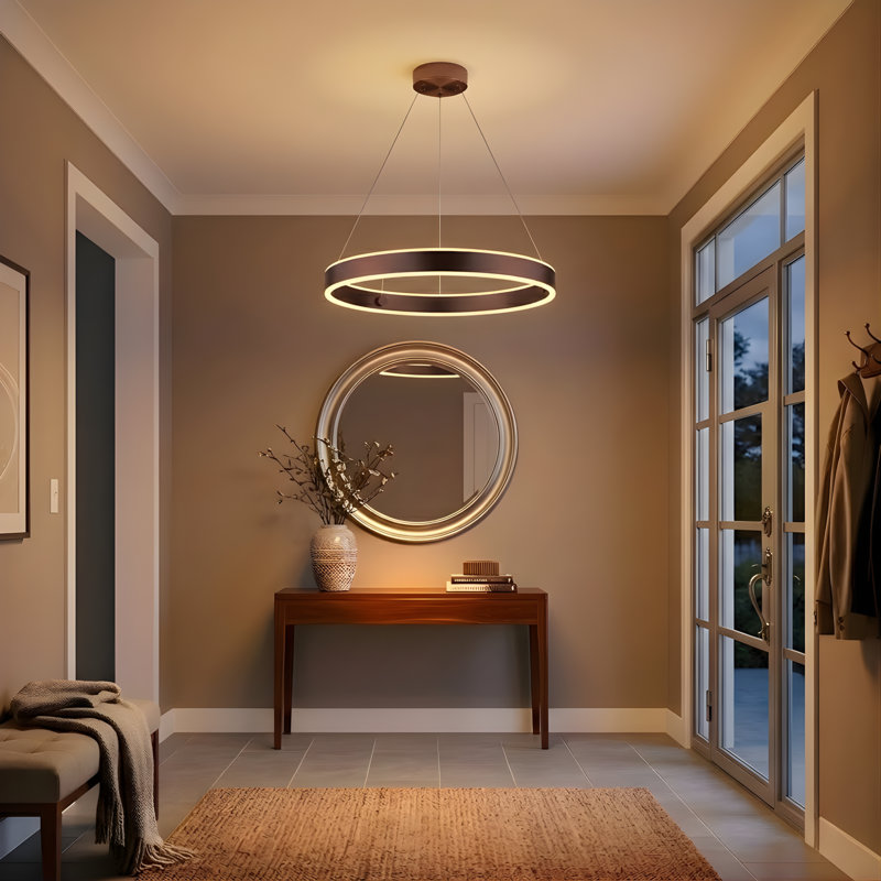 Luminaire suspendu à anneau simple à DEL Orren Ellis AVA avec lumières DEL intégrées brun caféier # 70187
