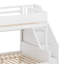 Lit superposé double au-dessus de très grand lit double avec lit gigogne, structure de lit superposé en bois massif avec lumière DEL, escalier de rangement-541257645