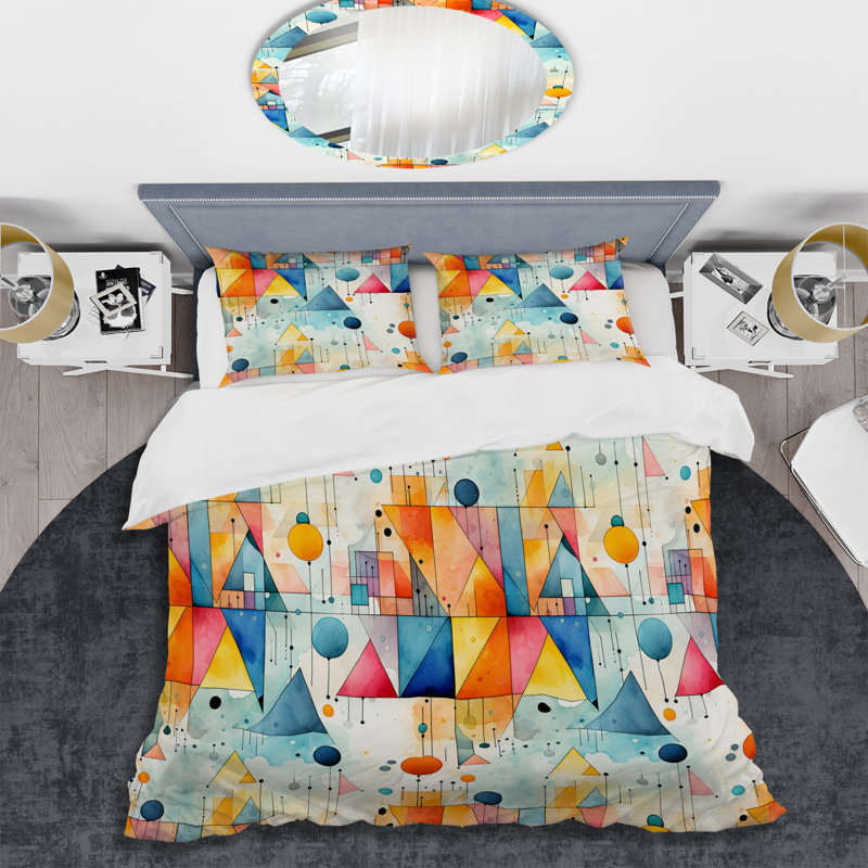 Ensemble de housse de couette bleu et orange, Housse de couette pour très grand lit et 2 très