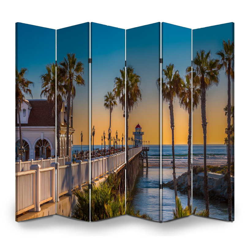 Cloison pliante à 6 panneaux Royal Pier Sunset Oceanside, 6, 71" H x 96" W x 1" D