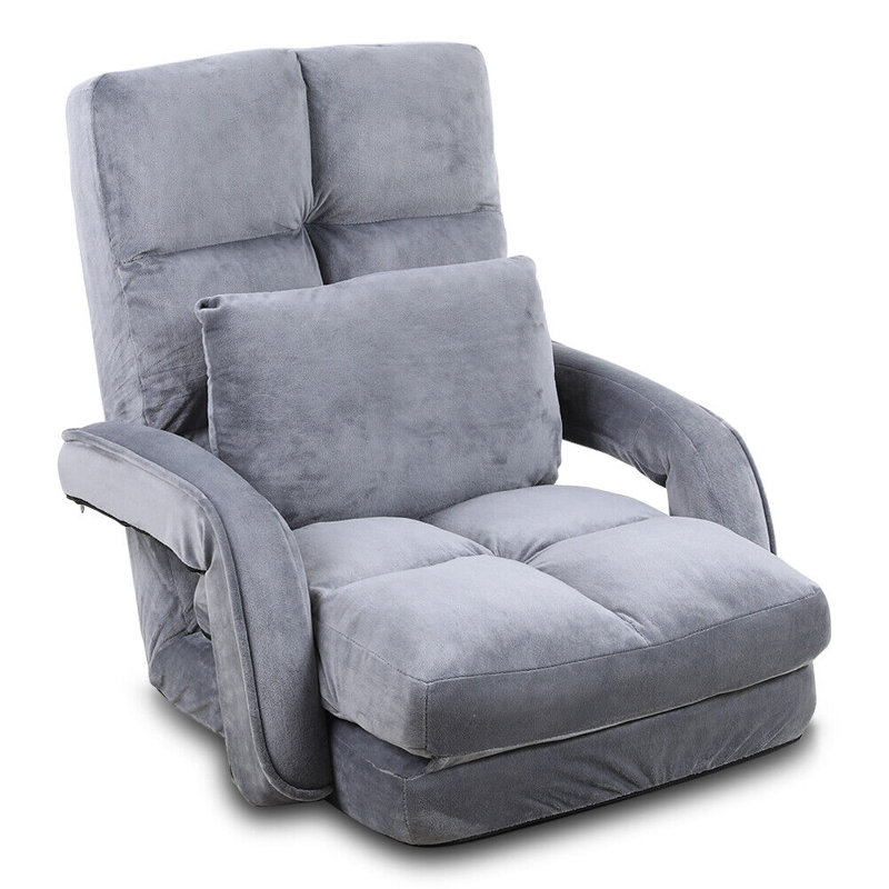 Isabelle & Max Adjustable Reclining Ergonomic Swiveling Floor Game Chair in Grey, Grey