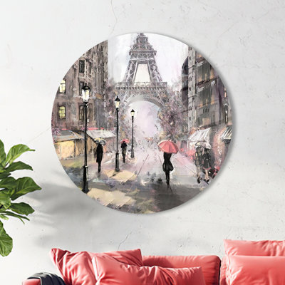 Eiffel Tower Landscape Artwork Printed On Tempered Glass For Wall Decoration With Umbrella Theme