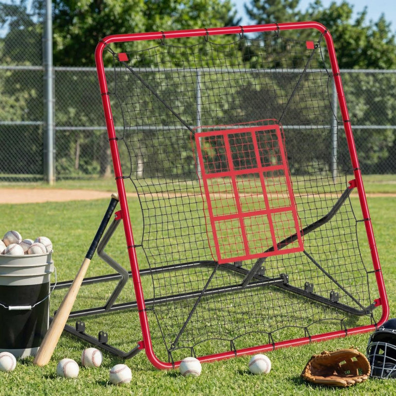 Filet rebondisseur de baseball 4 x 4,5 pi avec zone de frappe, entraîneur de Pitchback robuste pour baseball, balle molle et soccer