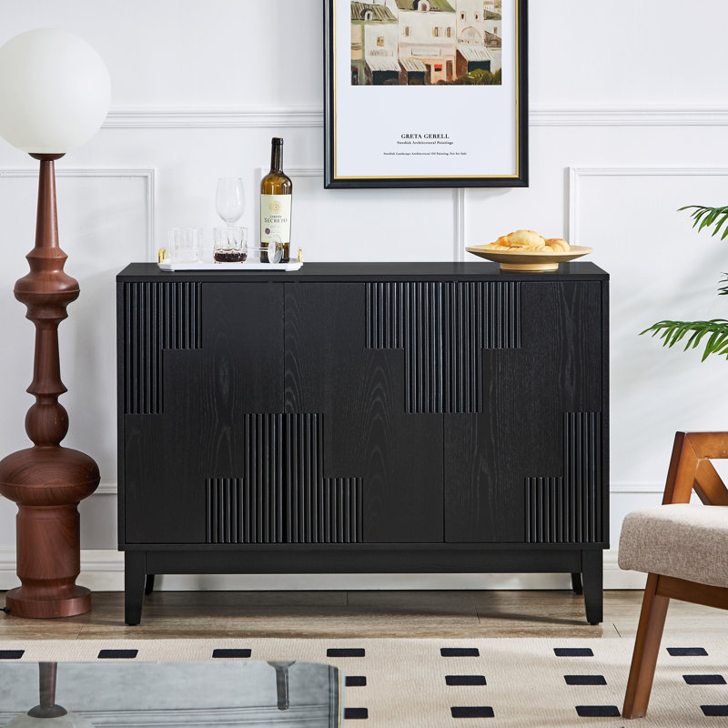 Buffet 44,3 po Mid Century Modern, Noir