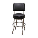 Retro Home Single Ring Upholstered Swivel Bar & Counter Stool with Back