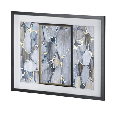 River Rocks by Liz Jardine a Hand Embellished Textured Framed Art Print Matted under Glass