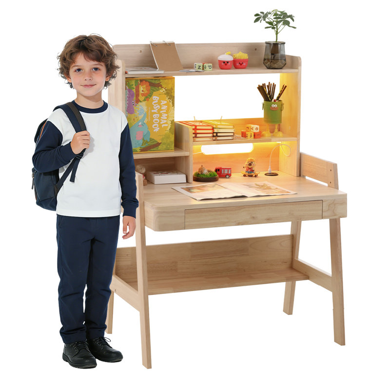 Solid Wood Study Desk With Storage