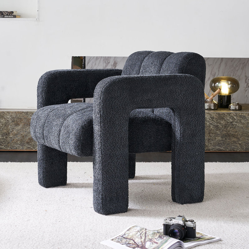 Chaise d'appoint pratique et large rembourrée, 100 % polyester gris foncé